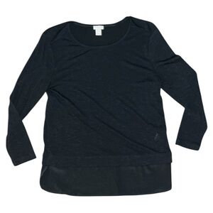 J. Crew Black Long-sleeve Silky Hem Top